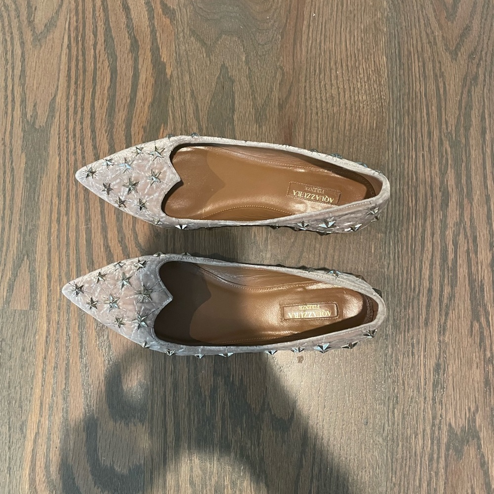 SOLD- Aquazzura velvet flat shoes